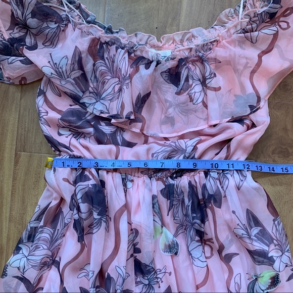 BNWT L’Atiste by Amy’ Beautiful Pink Floral Print & Butterfly Gown Size Small - Picture 5 of 9